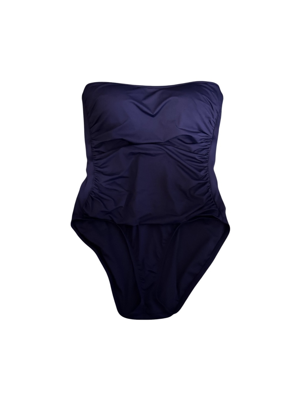 Tommy Bahama Pearl Shirred Bandeau Strapless Navy Blue One-Piece Swimsuit